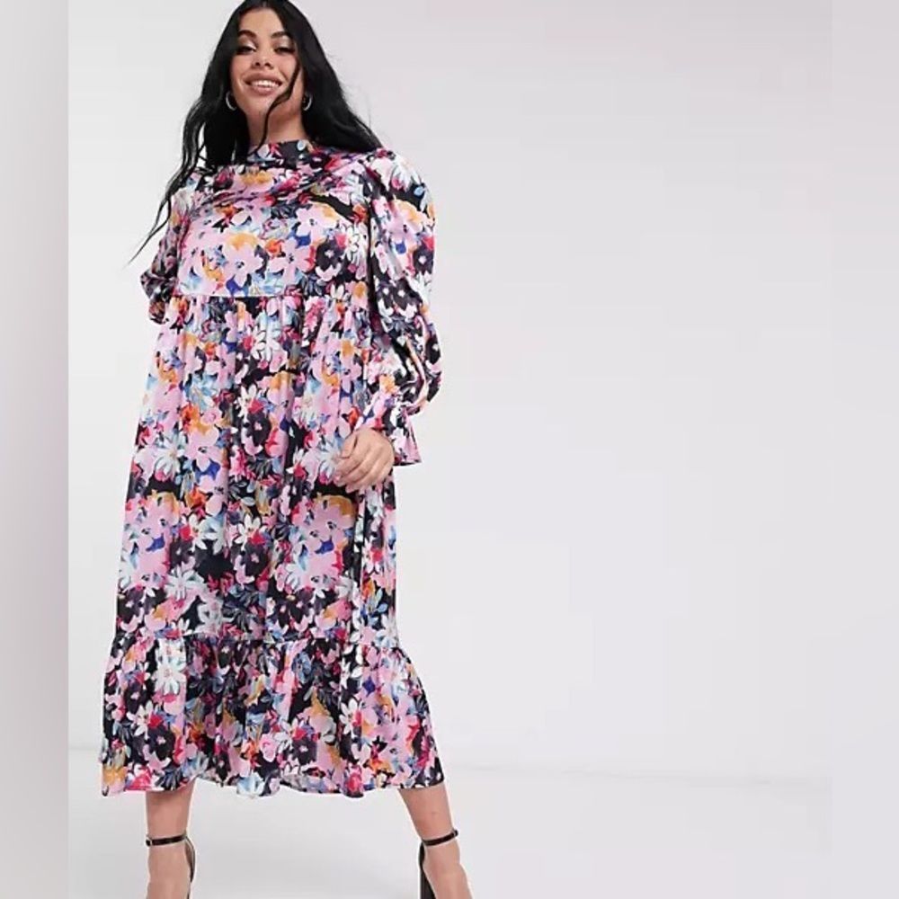 Never Fully Dressed Floral Maxi Dress in Pink, Black, White